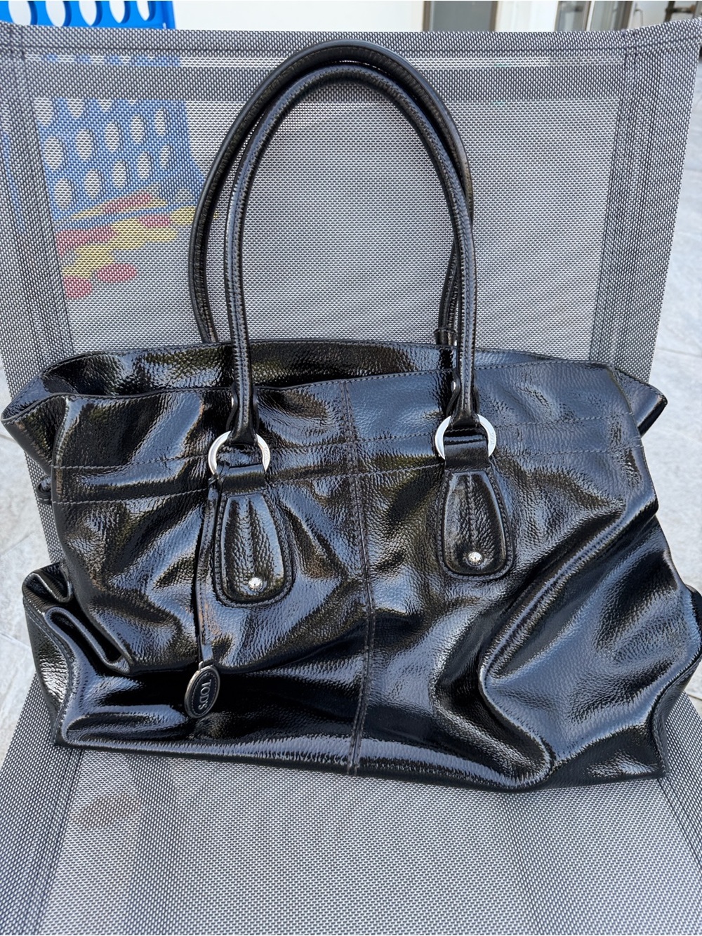 Tod's Black Patent Leather Tote